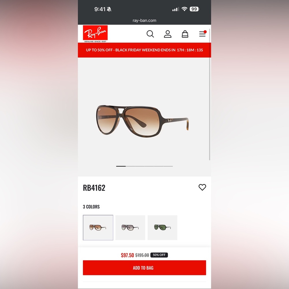 Brand New! - Ray Ban RB4162 Aviator Havana Brown sunglasses - Picture 8 of 9